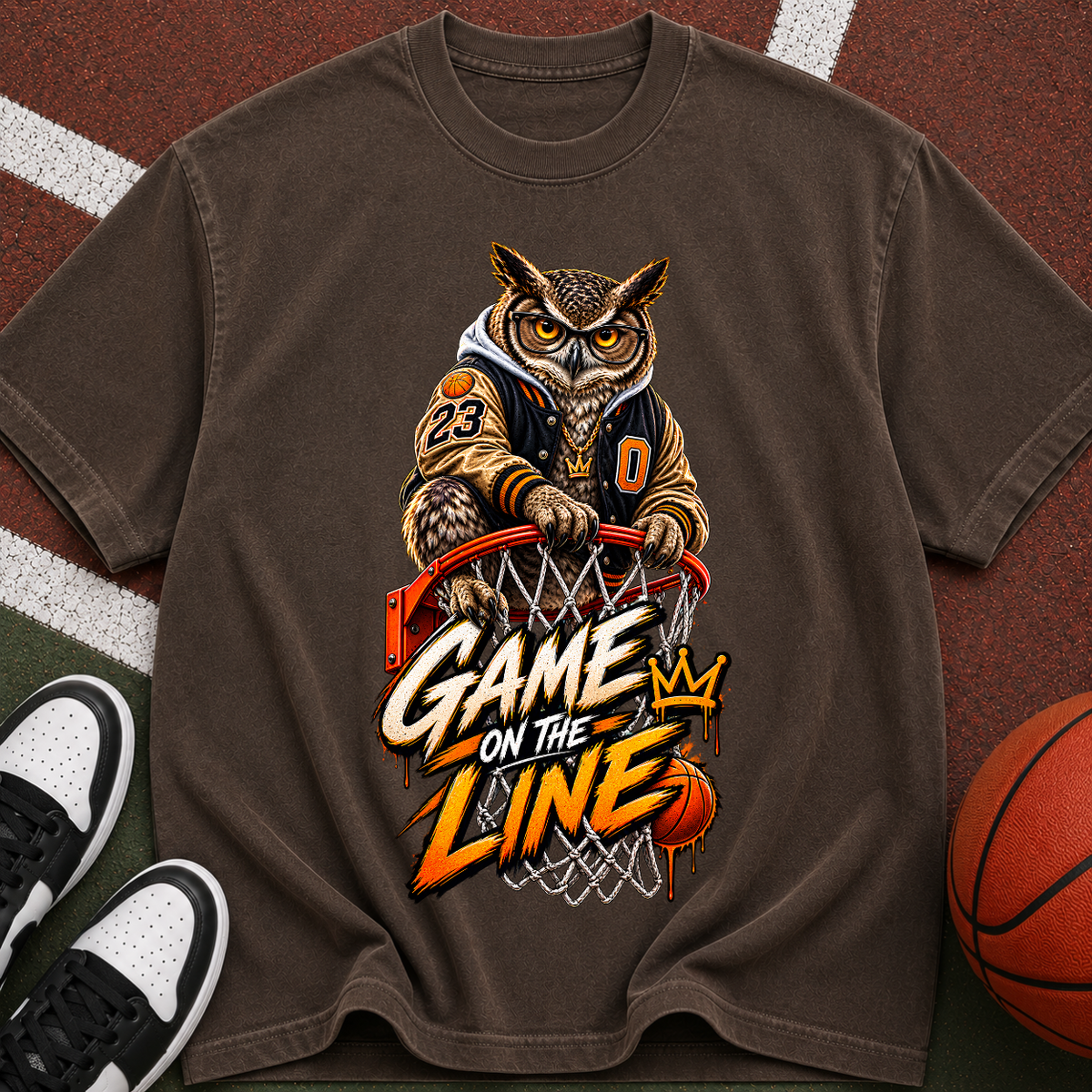 Game On The Line Owl Basketball T-Shirt