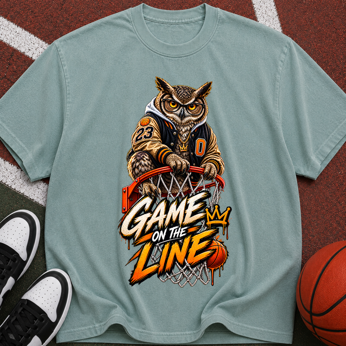 Game On The Line Owl Basketball T-Shirt
