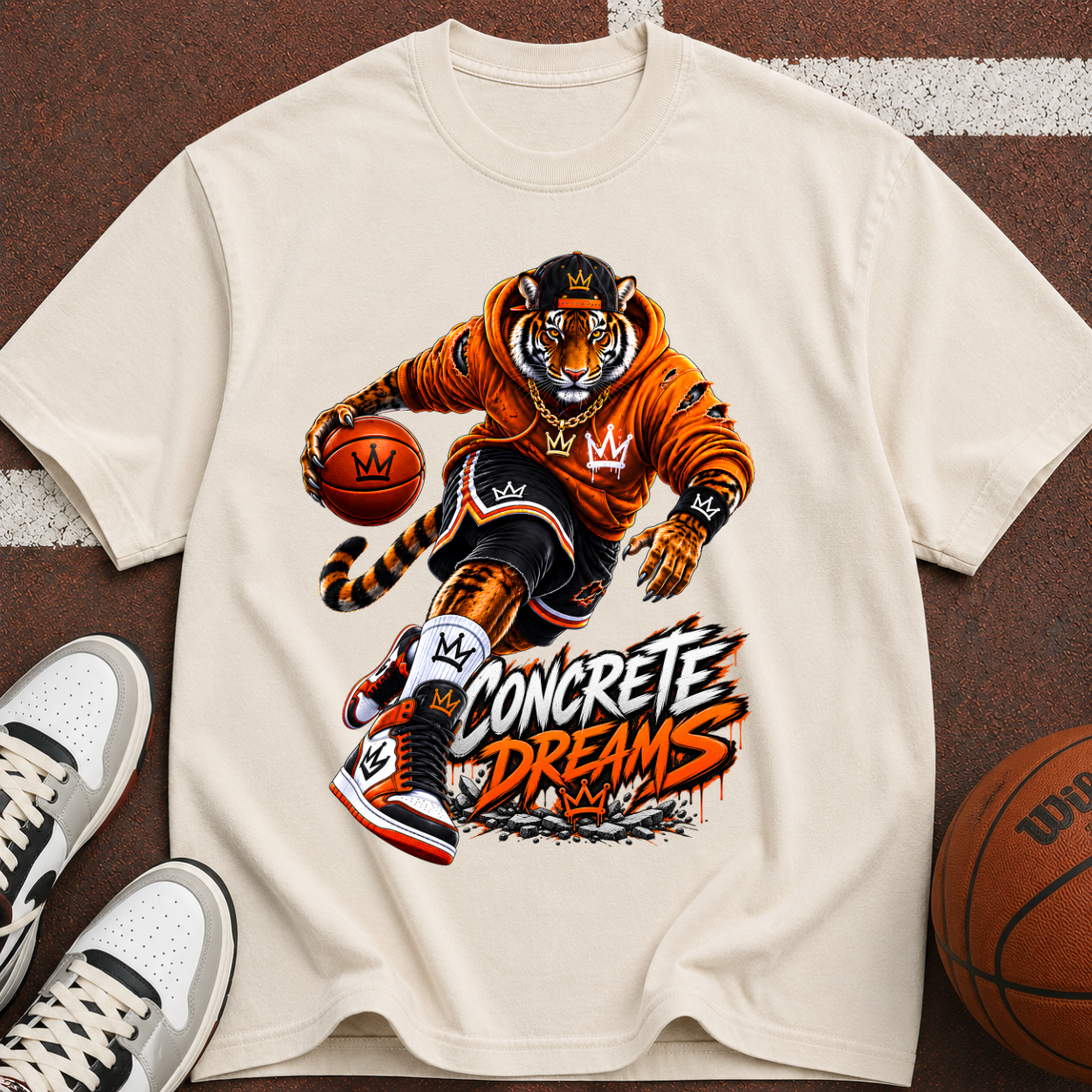 Concrete Dreams Tiger Basketball T‑Shirt