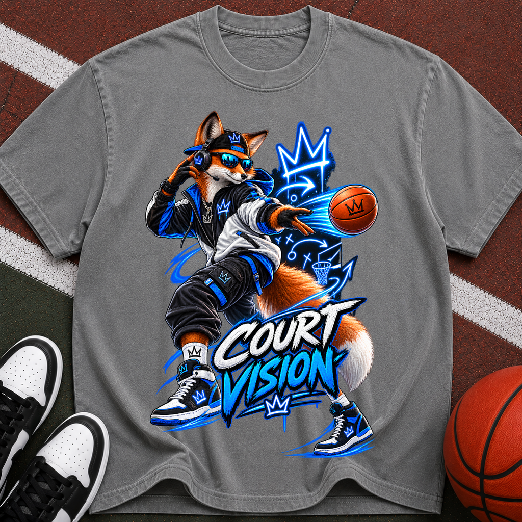 Court Vision Basketball T-Shirt — Streetwear Fox Player Graphic Tee
