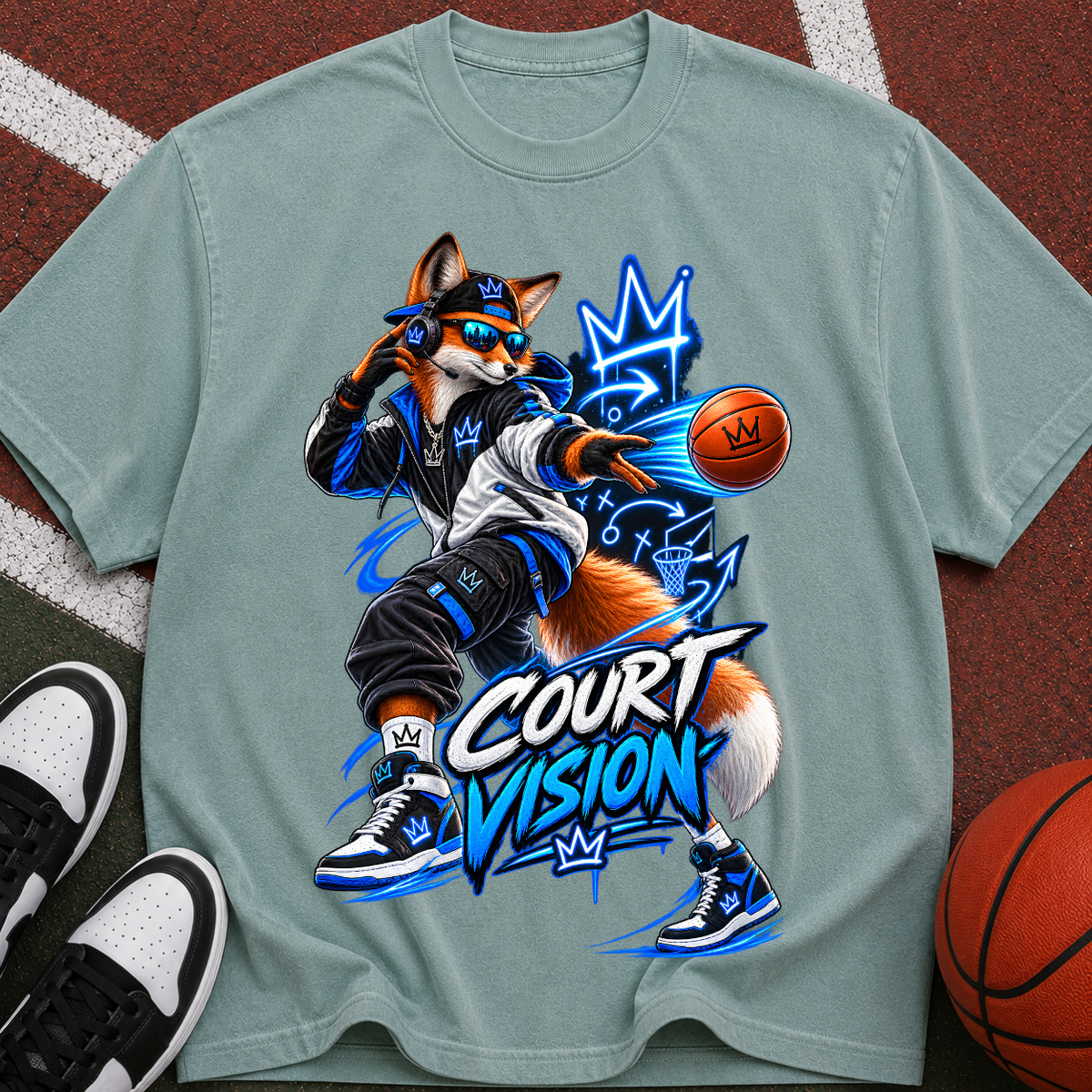 Court Vision Basketball T-Shirt — Streetwear Fox Player Graphic Tee