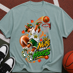 Basketball Squirrel Graphic T-Shirt — "Nuts About Hoops" Retro Sports Tee
