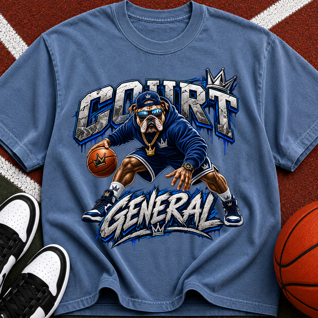 Court General Basketball T-Shirt — Retro Ape Player Graphic