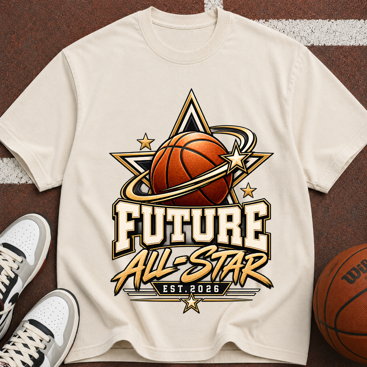 Future All-Star Basketball T-Shirt — Youth Basketball Tee, "Future All-Star Est. 2026"