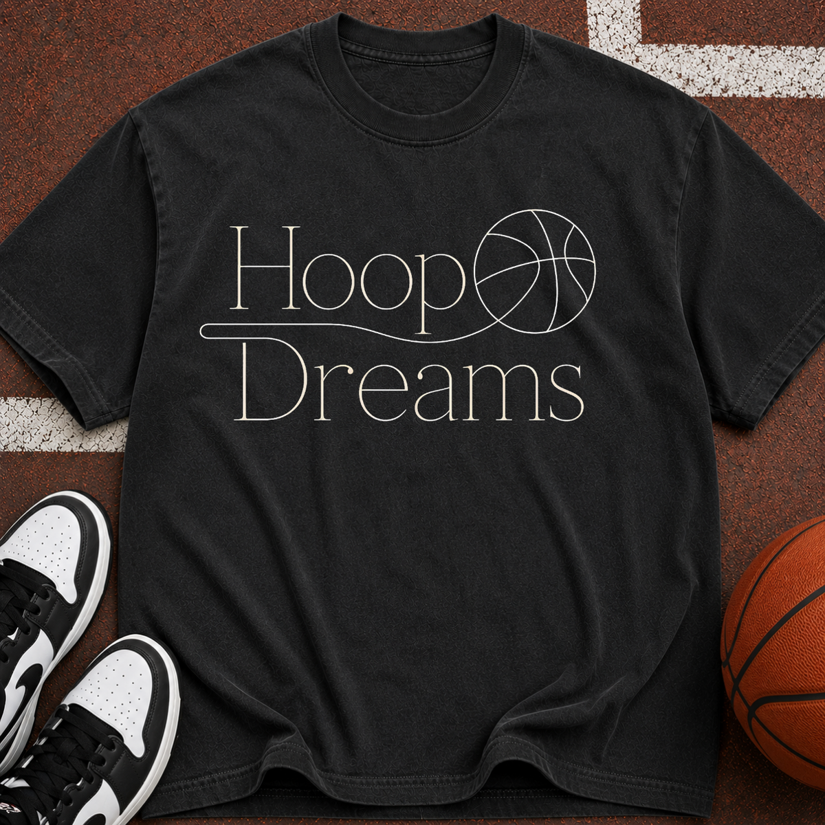 Hoop Dreams Basketball T-Shirt — Vintage Script Athletic Tee