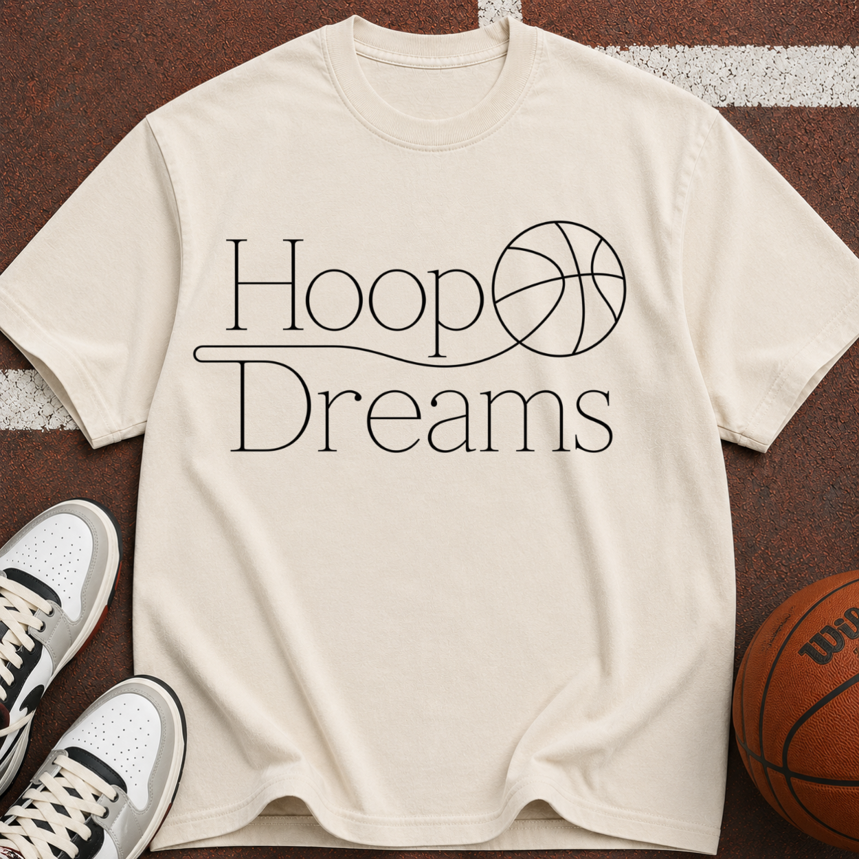 Hoop Dreams Basketball T-Shirt — Vintage Script Athletic Tee