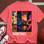 Basketball Life T-Shirt — Retro Court & Cosmic Panels Graphic Tee