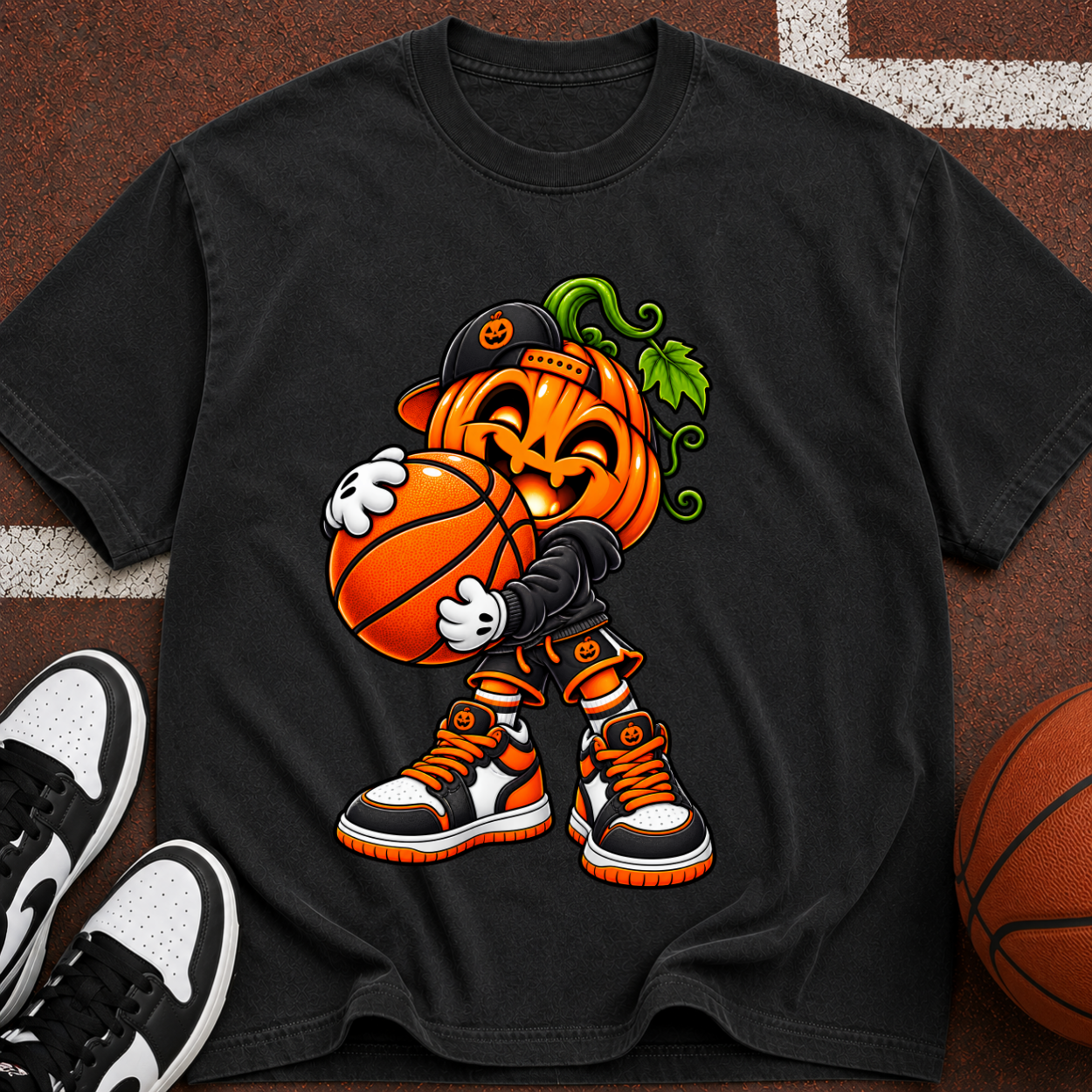 Pumpkin Jam Basketball T‑Shirt — Halloween Pumpkin Player Graphic Tee