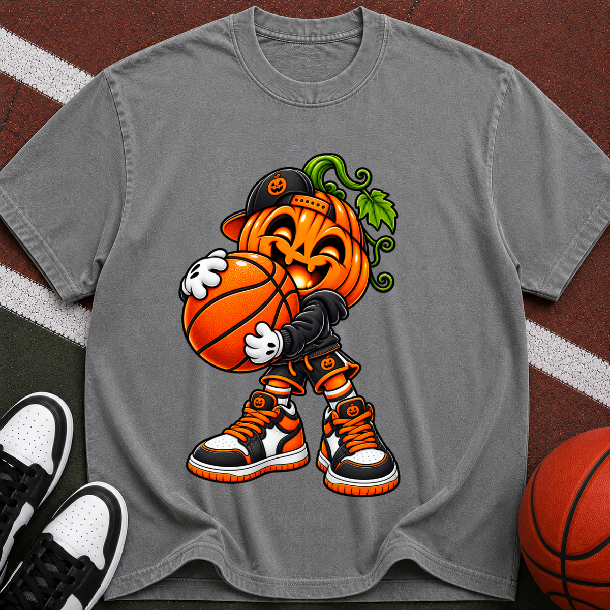 Pumpkin Jam Basketball T‑Shirt — Halloween Pumpkin Player Graphic Tee