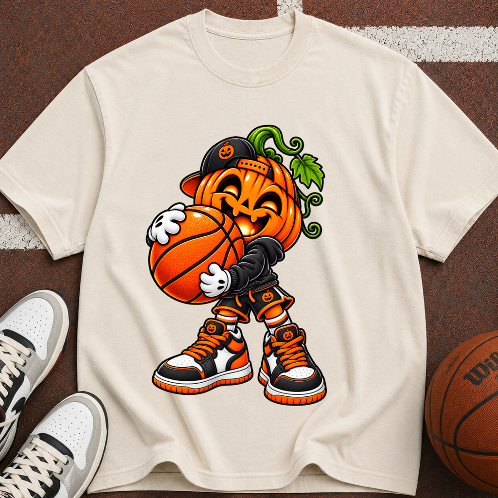Pumpkin Jam Basketball T‑Shirt — Halloween Pumpkin Player Graphic Tee