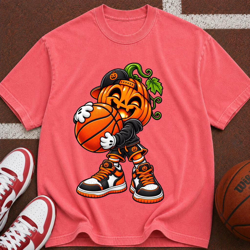 Pumpkin Jam Basketball T‑Shirt — Halloween Pumpkin Player Graphic Tee