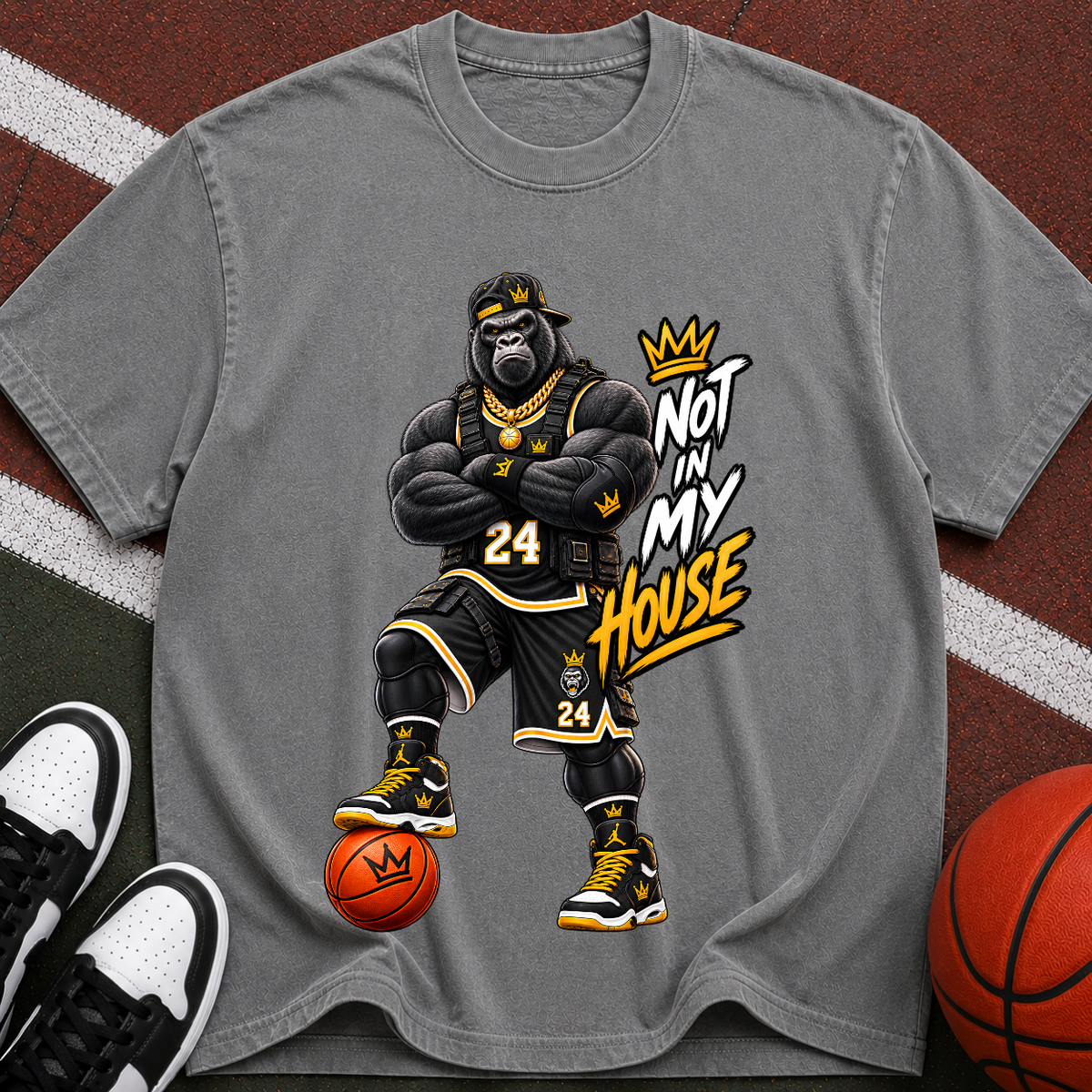 Basketball Gorilla "Not In My House" T-Shirt
