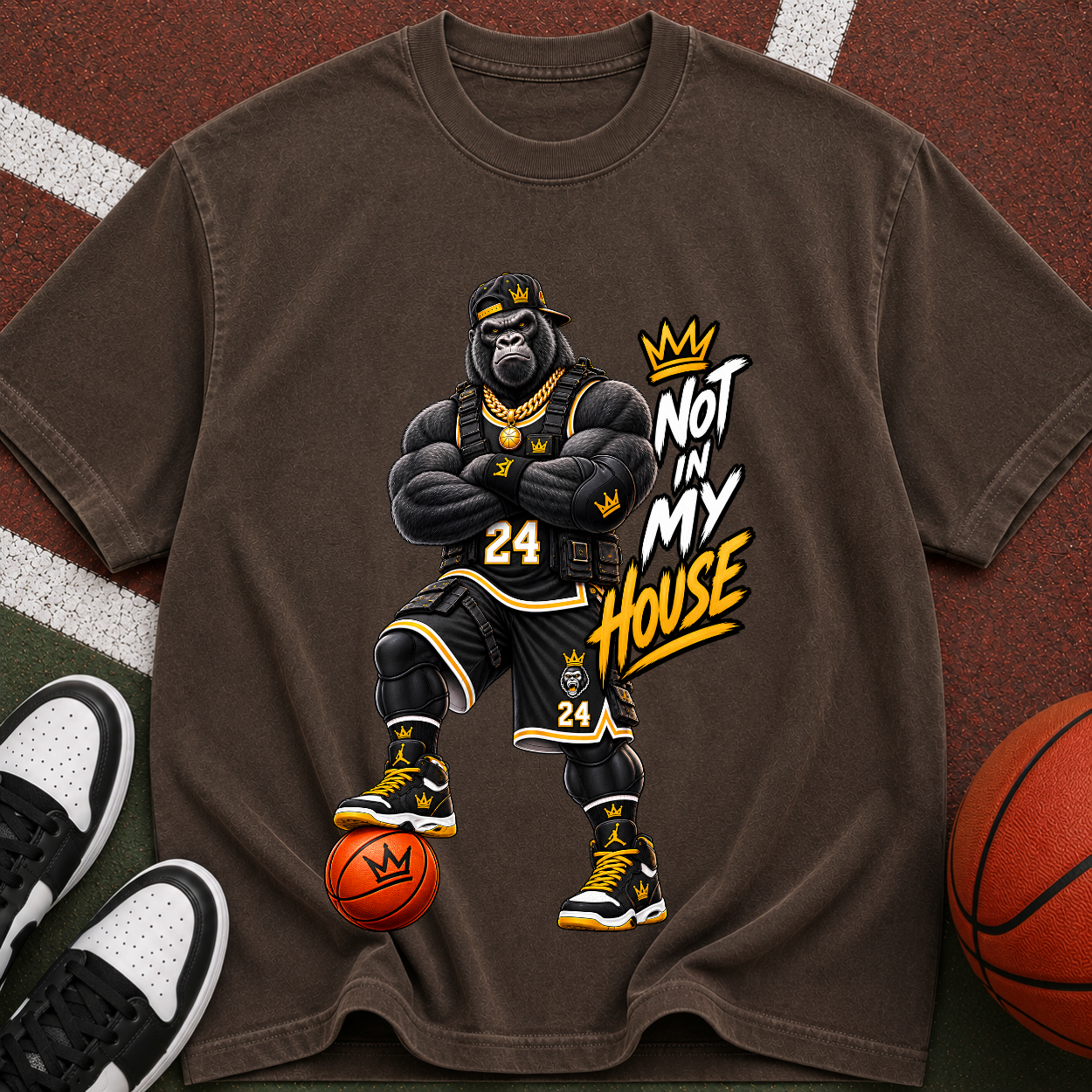Basketball Gorilla "Not In My House" T-Shirt