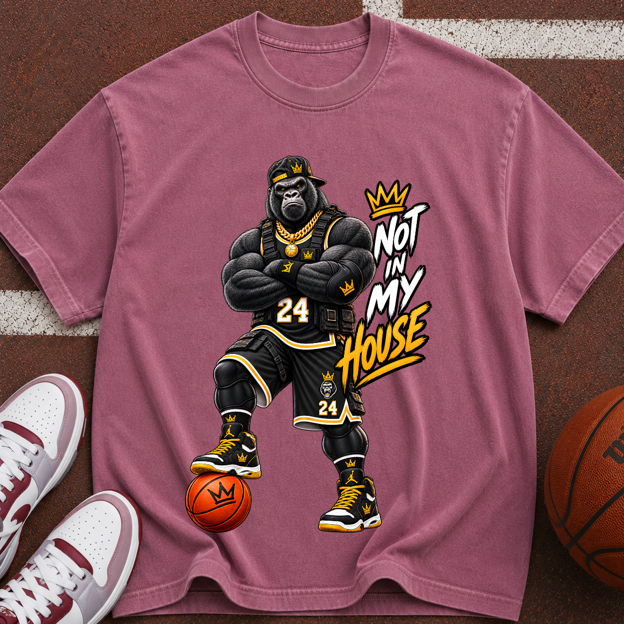 Basketball Gorilla "Not In My House" T-Shirt