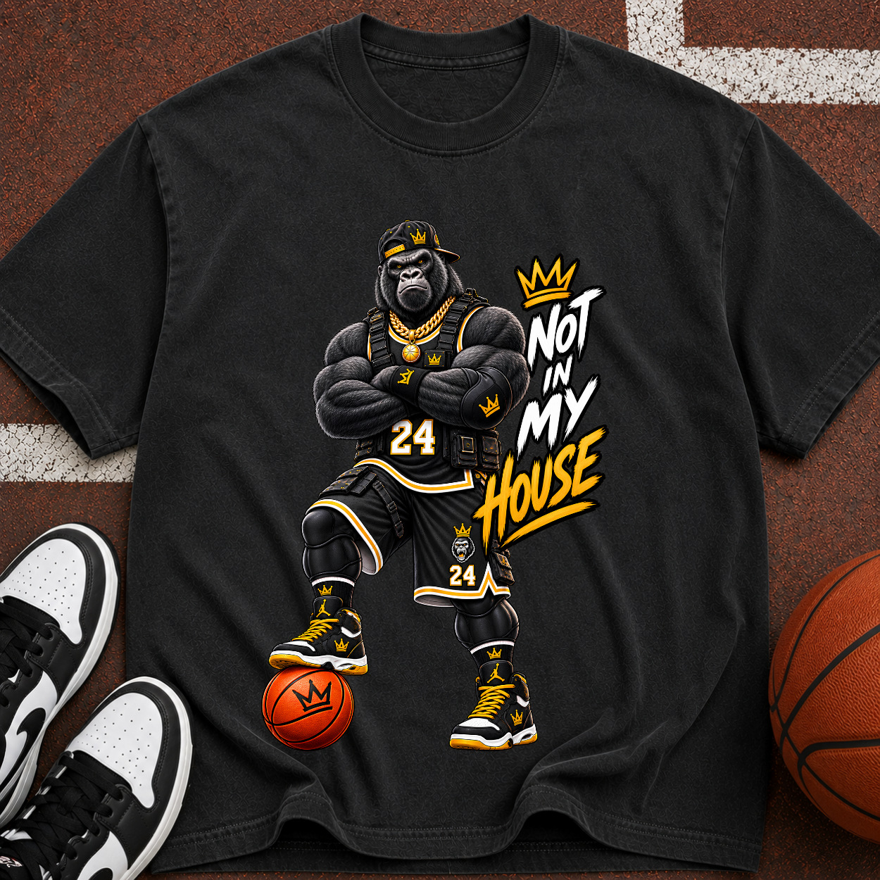 Basketball Gorilla "Not In My House" T-Shirt