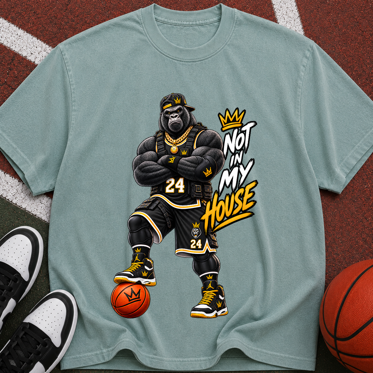 Basketball Gorilla "Not In My House" T-Shirt