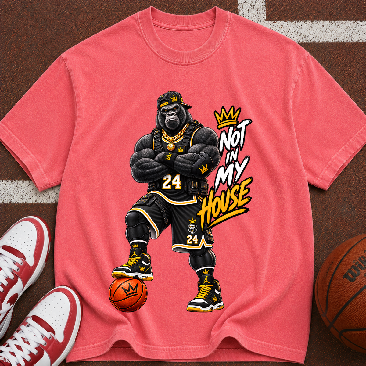 Basketball Gorilla "Not In My House" T-Shirt