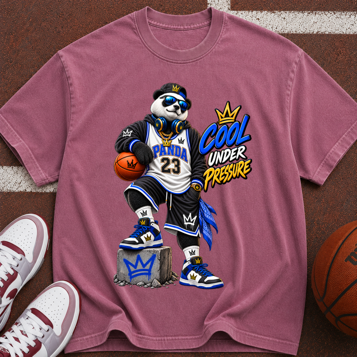 Cool Under Pressure Basketball Panda T-Shirt