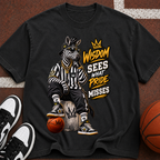 Basketball Zebra Graphic T-Shirt — “Wisdom Sees What Pride Misses” Streetwear Tee