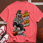 Basketball Zebra Graphic T-Shirt — “Wisdom Sees What Pride Misses” Streetwear Tee