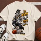 Basketball Zebra Graphic T-Shirt — “Wisdom Sees What Pride Misses” Streetwear Tee
