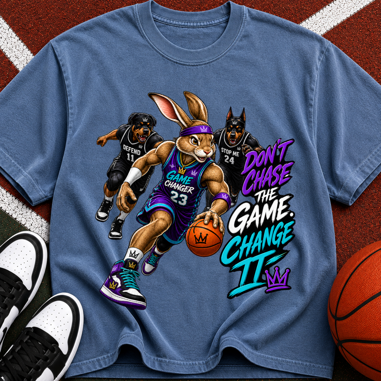 Basketball Bunny Graphic T-Shirt — "Don’t Chase the Game, Change It"