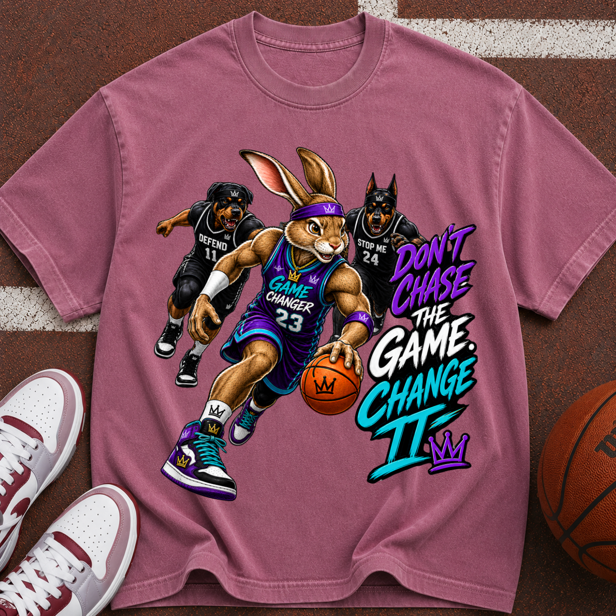 Basketball Bunny Graphic T-Shirt — "Don’t Chase the Game, Change It"