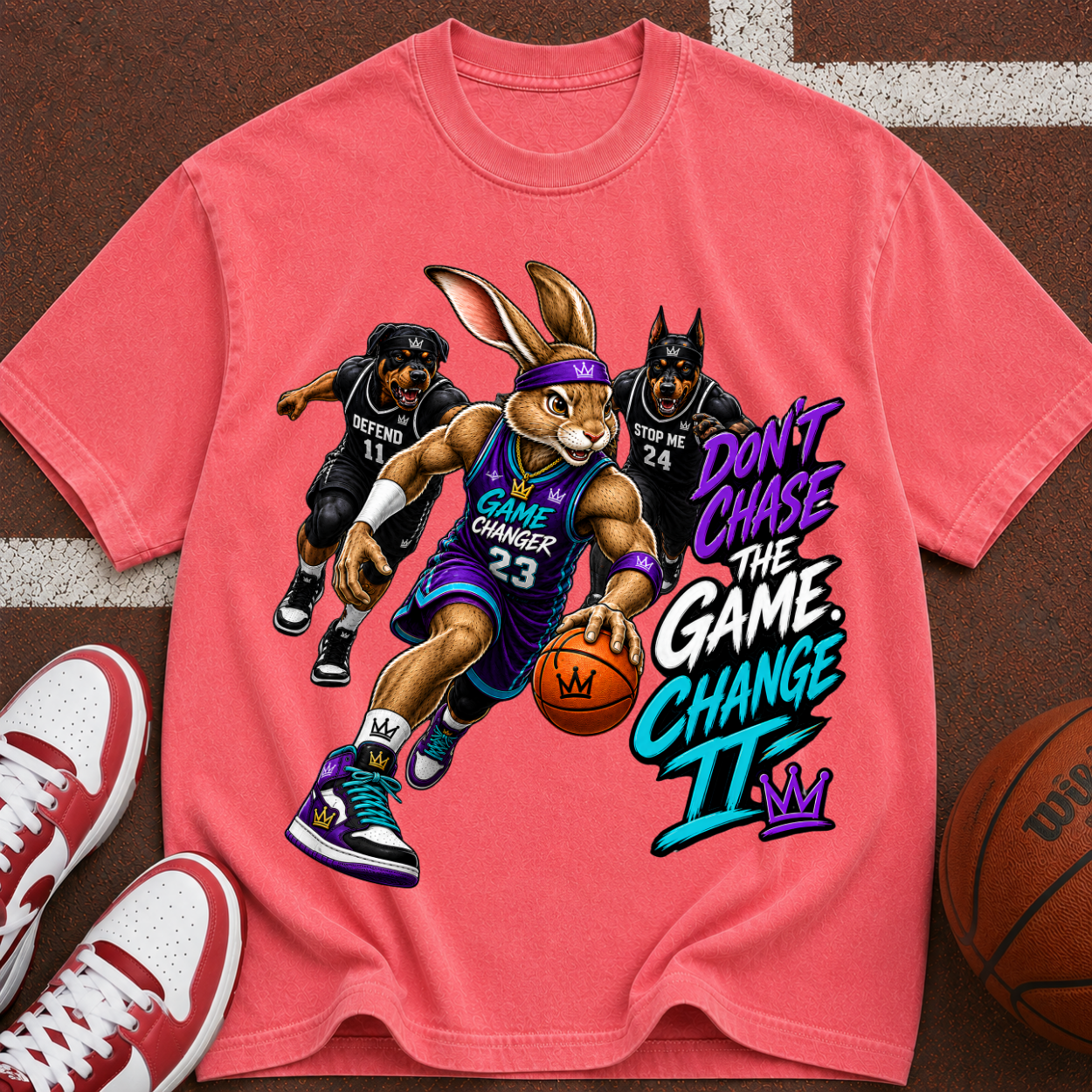 Basketball Bunny Graphic T-Shirt — "Don’t Chase the Game, Change It"