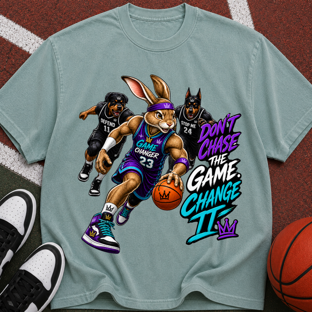 Basketball Bunny Graphic T-Shirt — "Don’t Chase the Game, Change It"