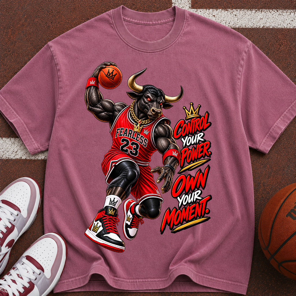 Bull Basketball Tee — "Own Your Moment" Motivational Graphic T-Shirt