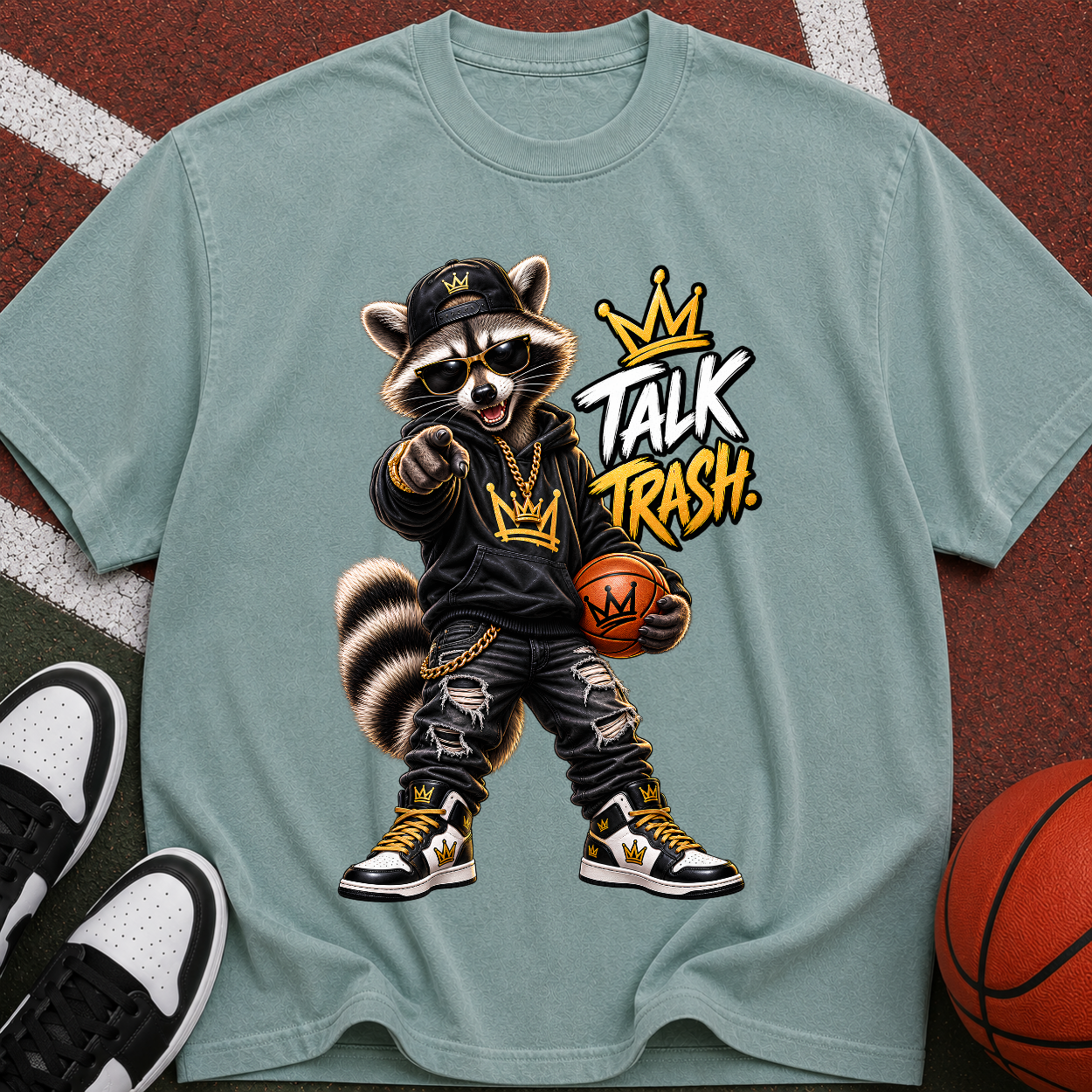 Talk Trash Raccoon Basketball T-Shirt