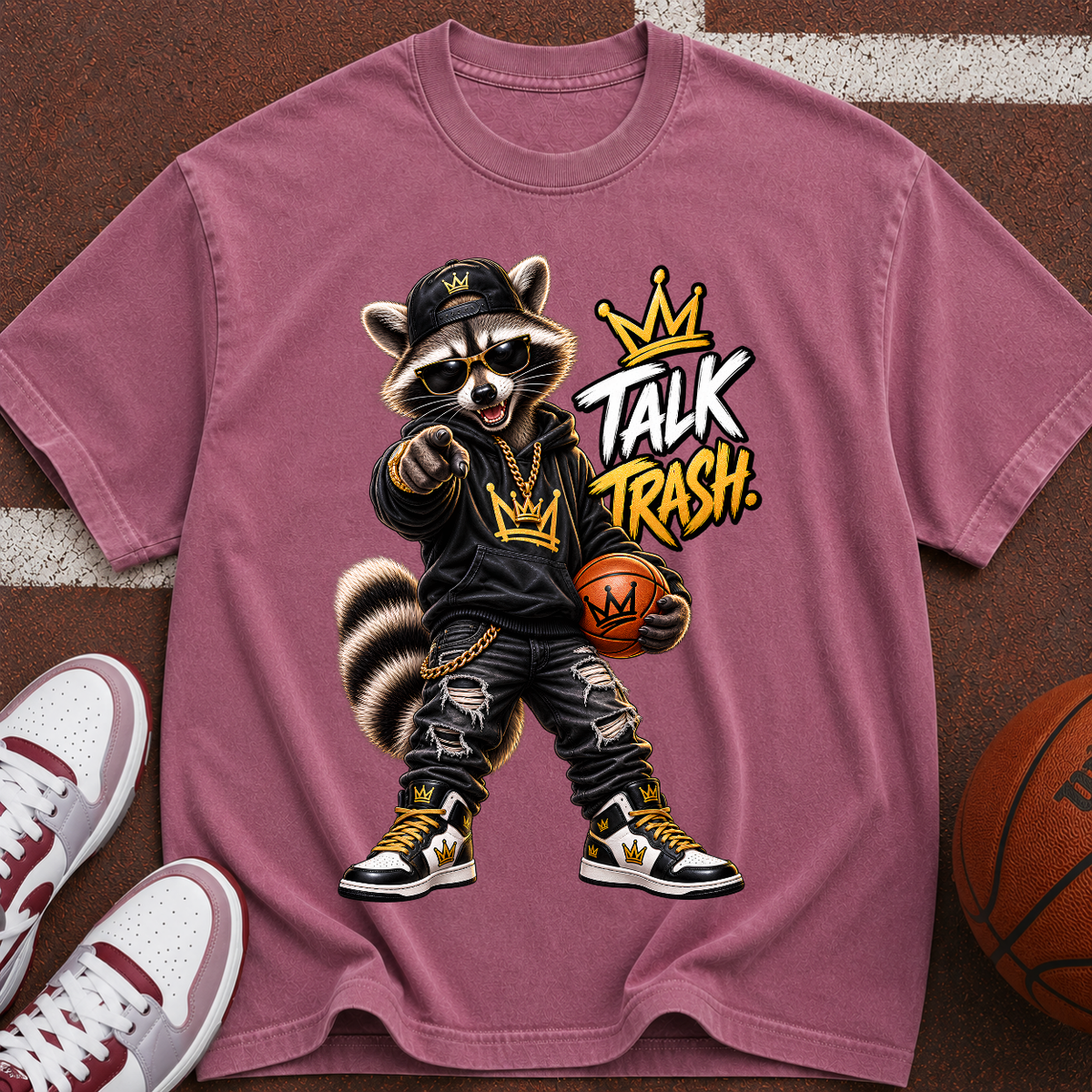 Talk Trash Raccoon Basketball T-Shirt