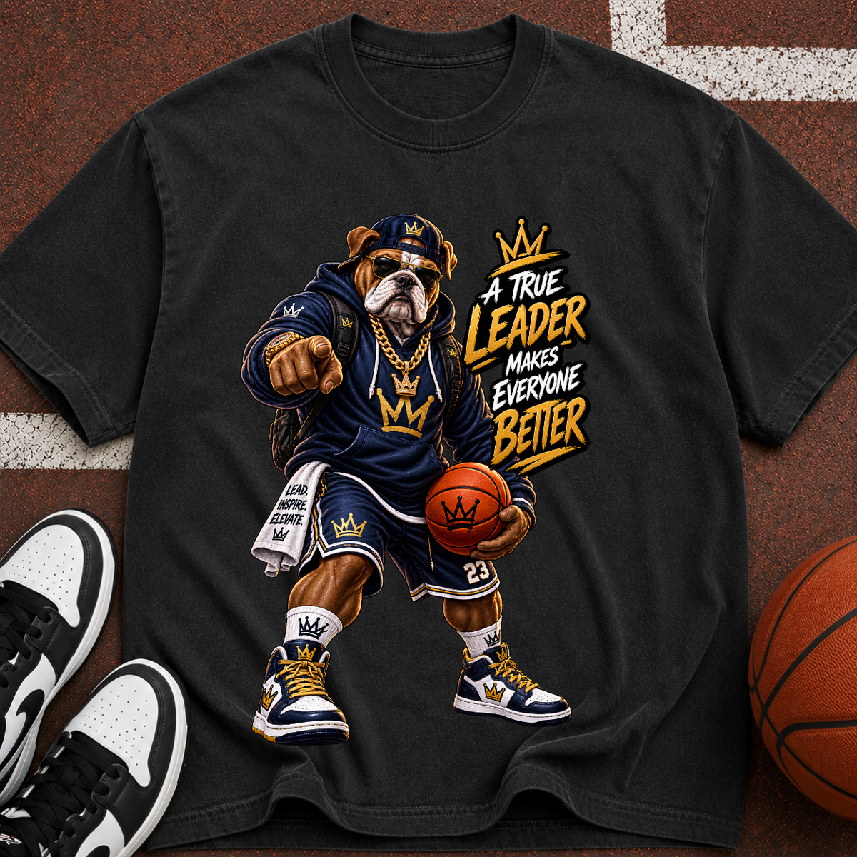 Basketball Mascot Graphic Tee – "True Leader Makes Everyone Better"
