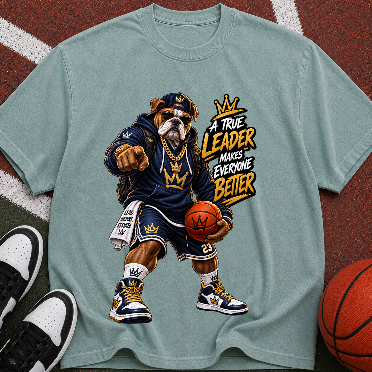 Basketball Mascot Graphic Tee – "True Leader Makes Everyone Better"