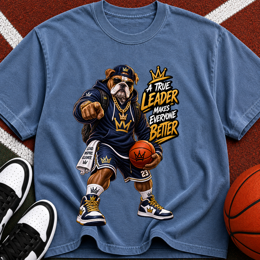 Basketball Mascot Graphic Tee – "True Leader Makes Everyone Better"