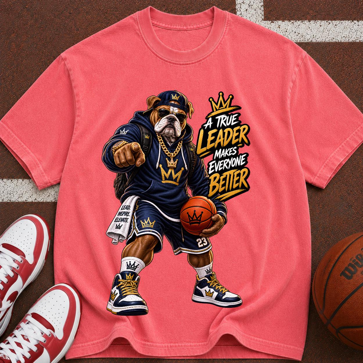 Basketball Mascot Graphic Tee – "True Leader Makes Everyone Better"