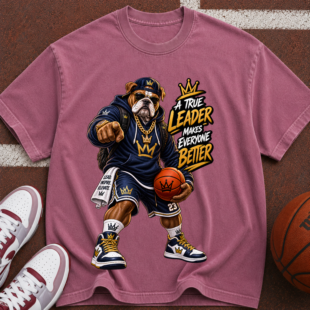 Basketball Mascot Graphic Tee – "True Leader Makes Everyone Better"
