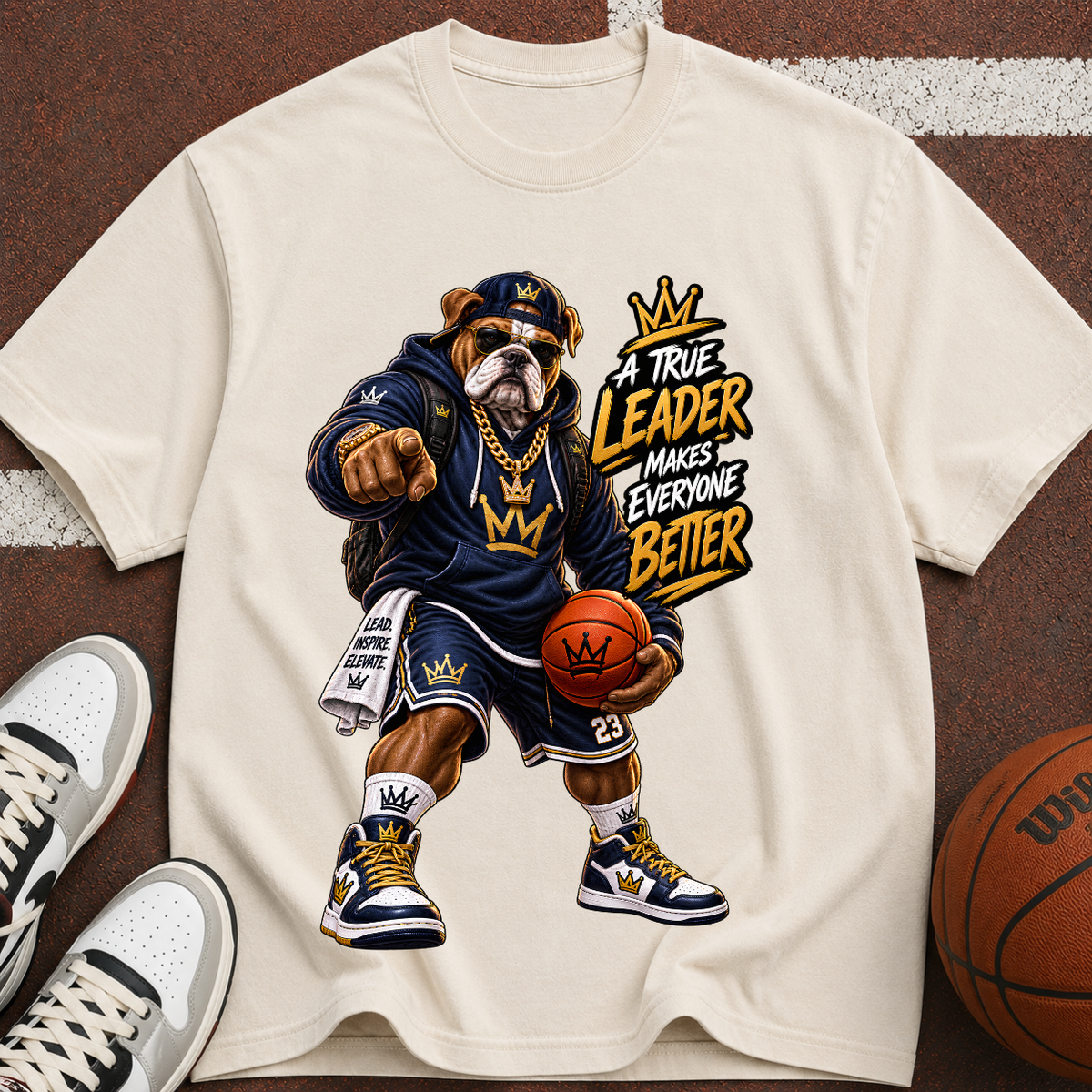 Basketball Mascot Graphic Tee – "True Leader Makes Everyone Better"