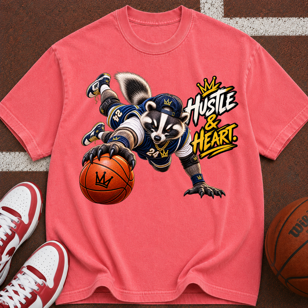 Hustle & Heart Basketball Raccoon T-Shirt