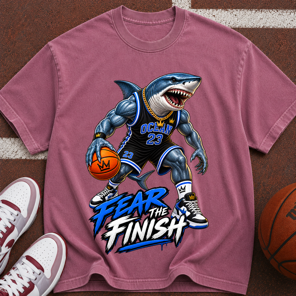 Shark Basketball Tee — "Fear the Finish" Graphic T-Shirt