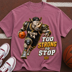Rhino Basketball Tee — "Too Strong to Stop" Graphic Sports T-Shirt