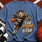 Rhino Basketball Tee — "Too Strong to Stop" Graphic Sports T-Shirt
