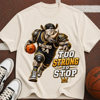 Rhino Basketball Tee — "Too Strong to Stop" Graphic Sports T-Shirt