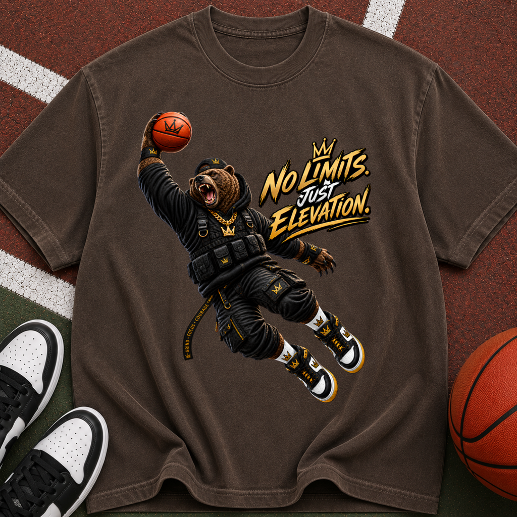 Basketball Ape Dunk T‑Shirt — "No Limits Just Elevation" Graphic Tee