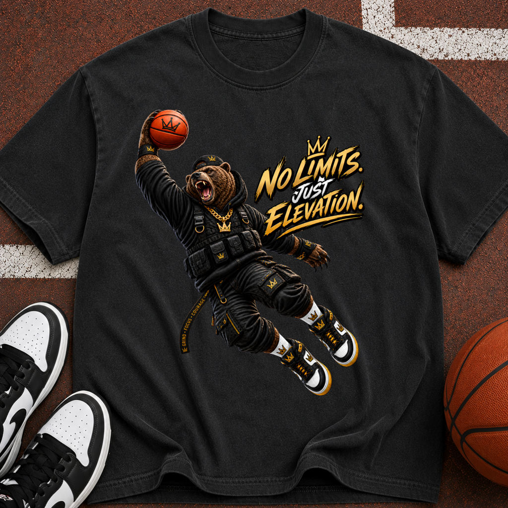 Basketball Ape Dunk T‑Shirt — "No Limits Just Elevation" Graphic Tee