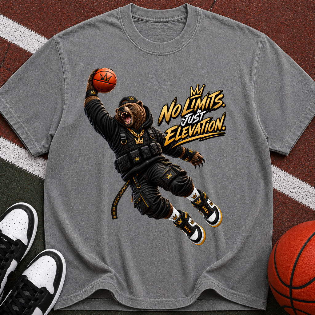 Basketball Ape Dunk T‑Shirt — "No Limits Just Elevation" Graphic Tee