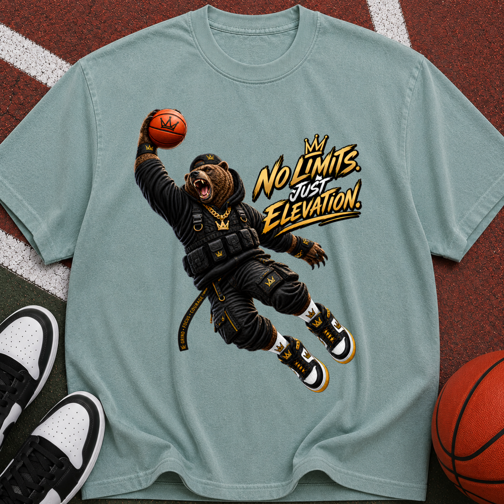 Basketball Ape Dunk T‑Shirt — "No Limits Just Elevation" Graphic Tee