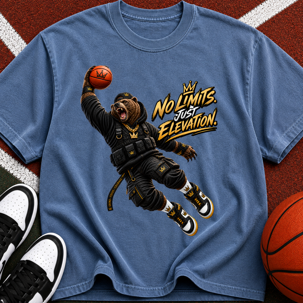 Basketball Ape Dunk T‑Shirt — "No Limits Just Elevation" Graphic Tee