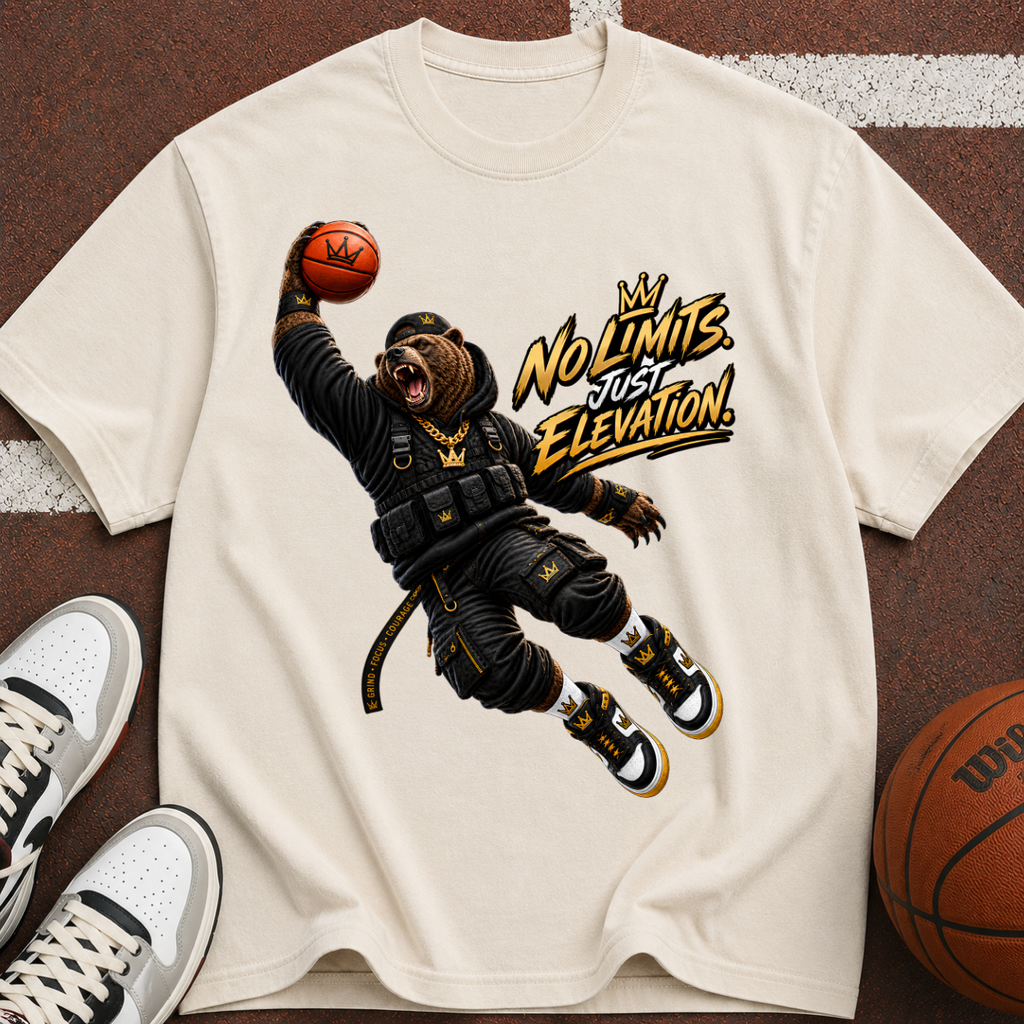 Basketball Ape Dunk T‑Shirt — "No Limits Just Elevation" Graphic Tee
