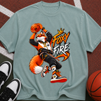 Foxy Fire Basketball Graphic T-Shirt — Streetwear Fox Mascot Tee